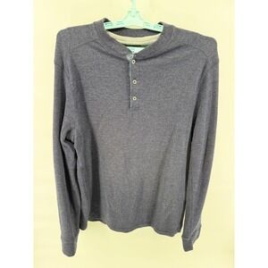 Eddie Bauer Mens Long Sleeve Thermal Henley Shirt Navy Blue XL